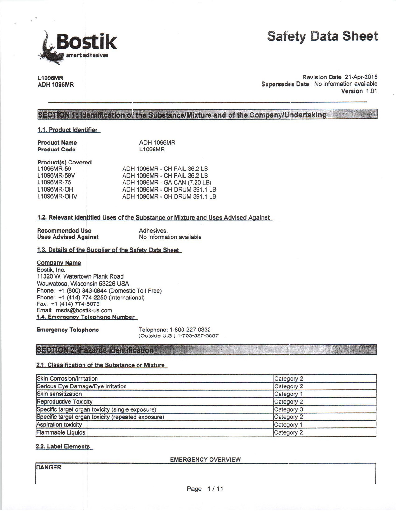 Adh 1096mr Sds