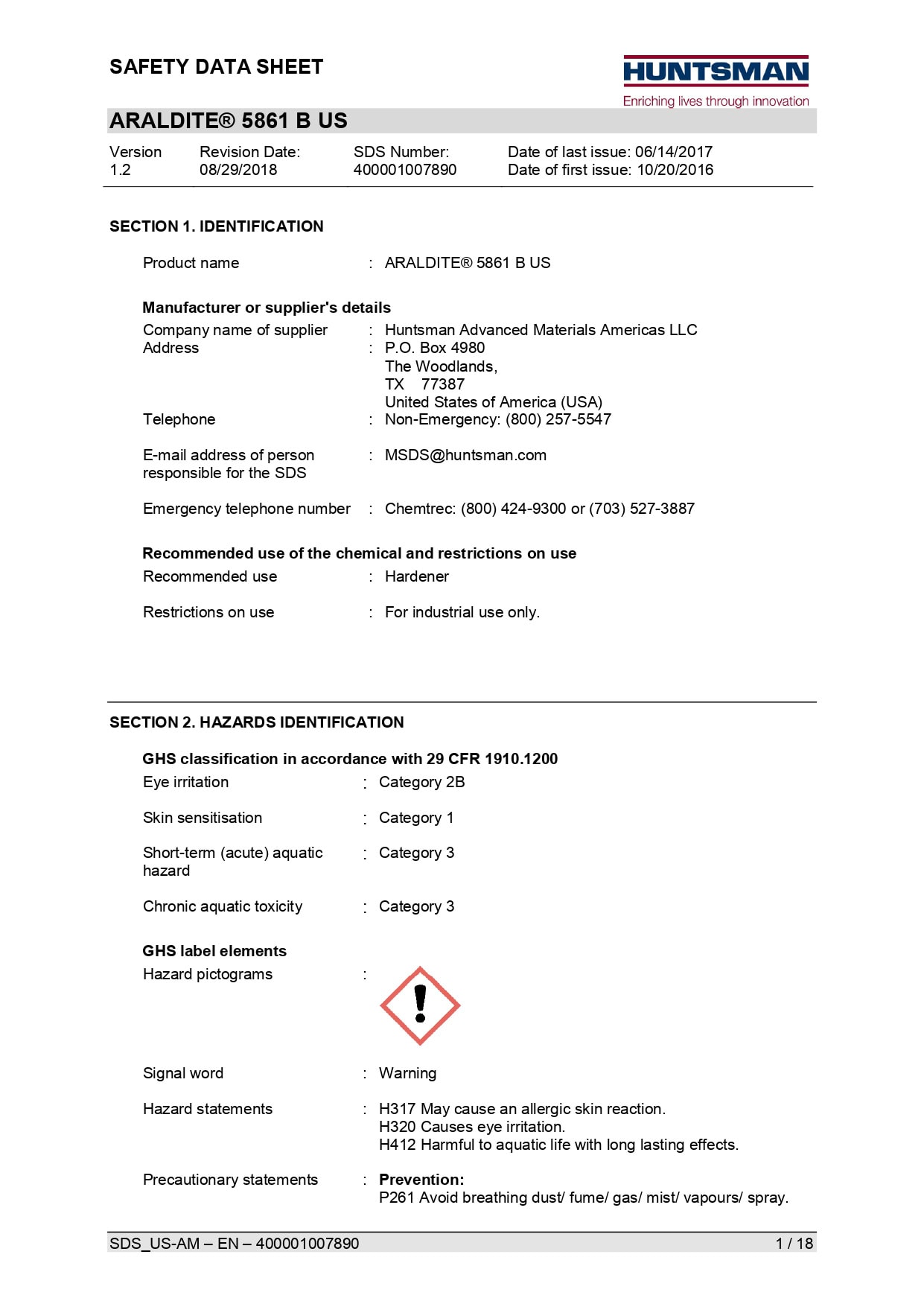 Araldite 5861 B US SDS