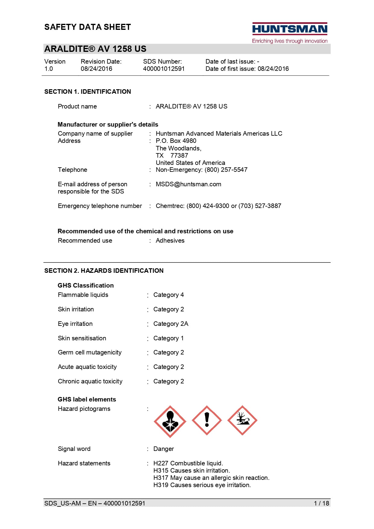 Araldite AV 1258 US SDS