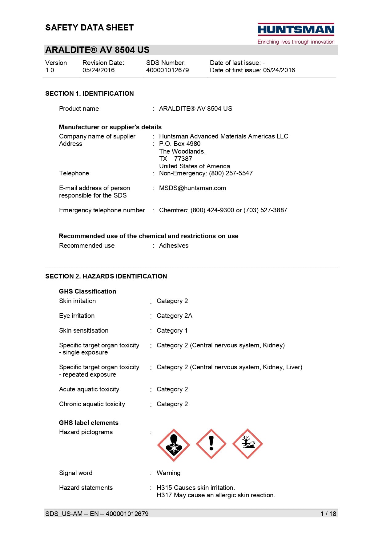 Araldite AV 8504 US SDS