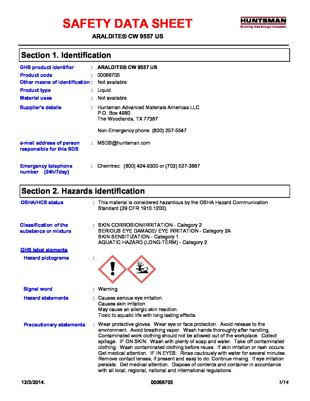 Araldite CW 9557 US SDS