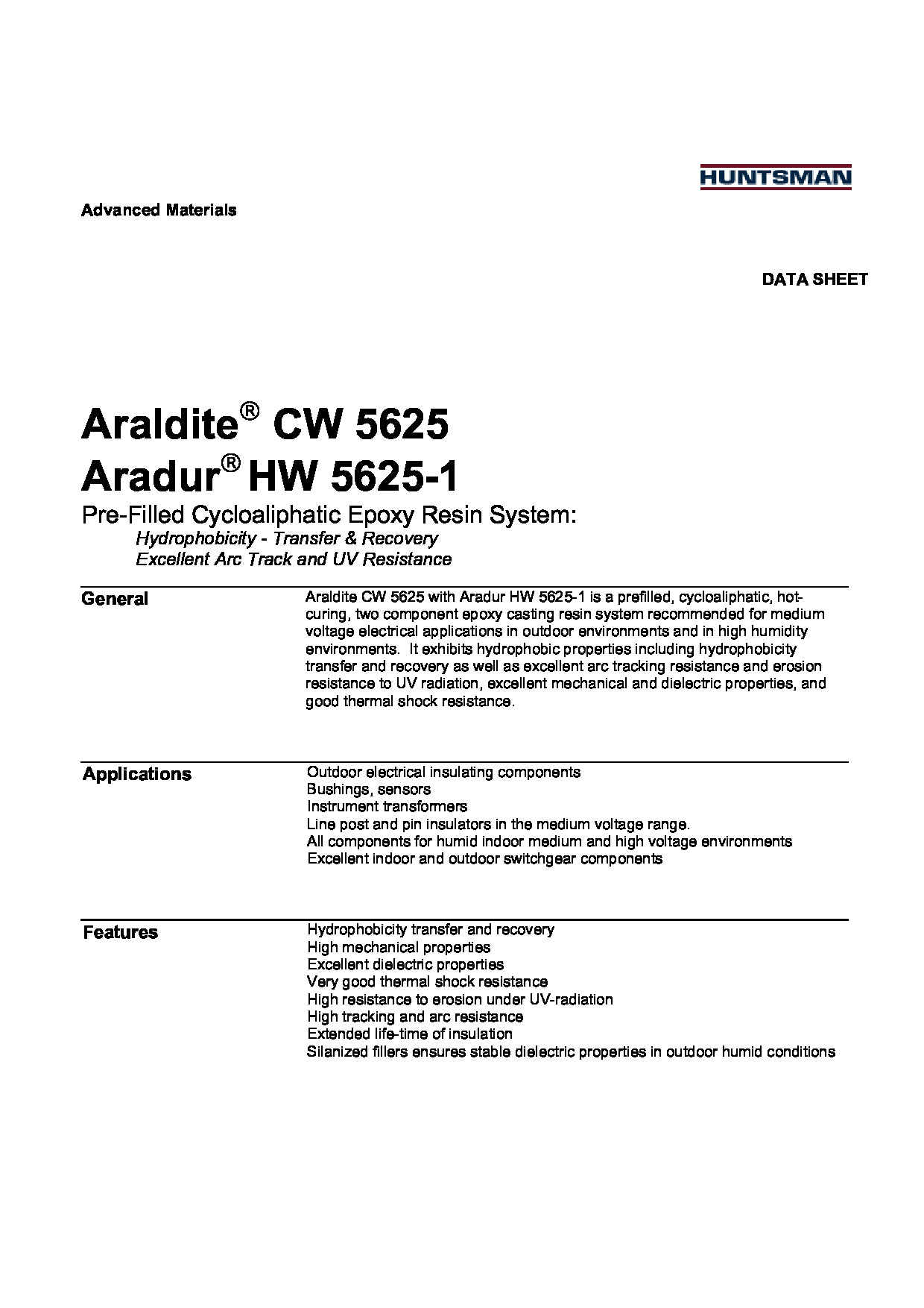 Araldite CW5625 HW5625 1 TDS