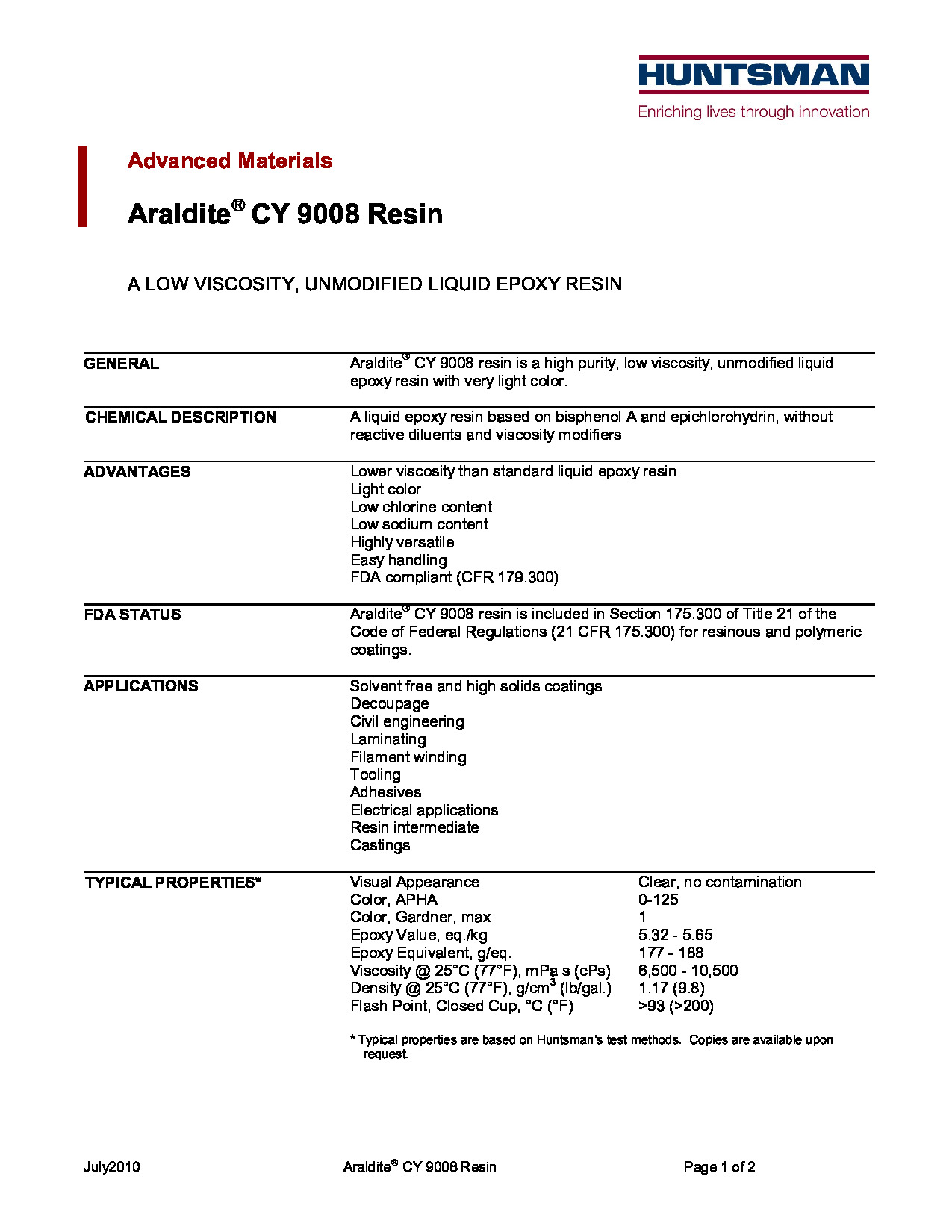 Araldite CY 9008 US TDS