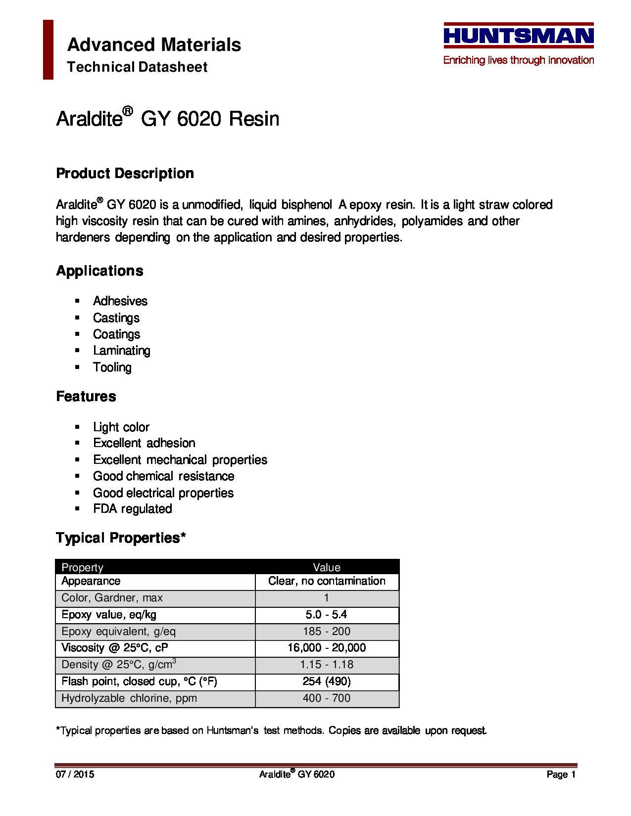 Araldite GY 6020 US TDS