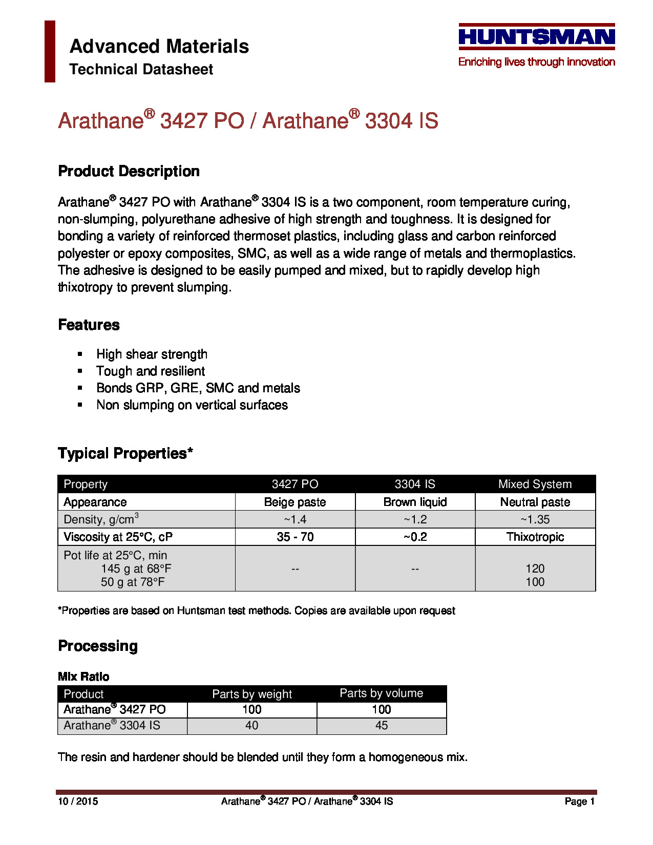 Arathane 3427 PO+3304 IS US TDS