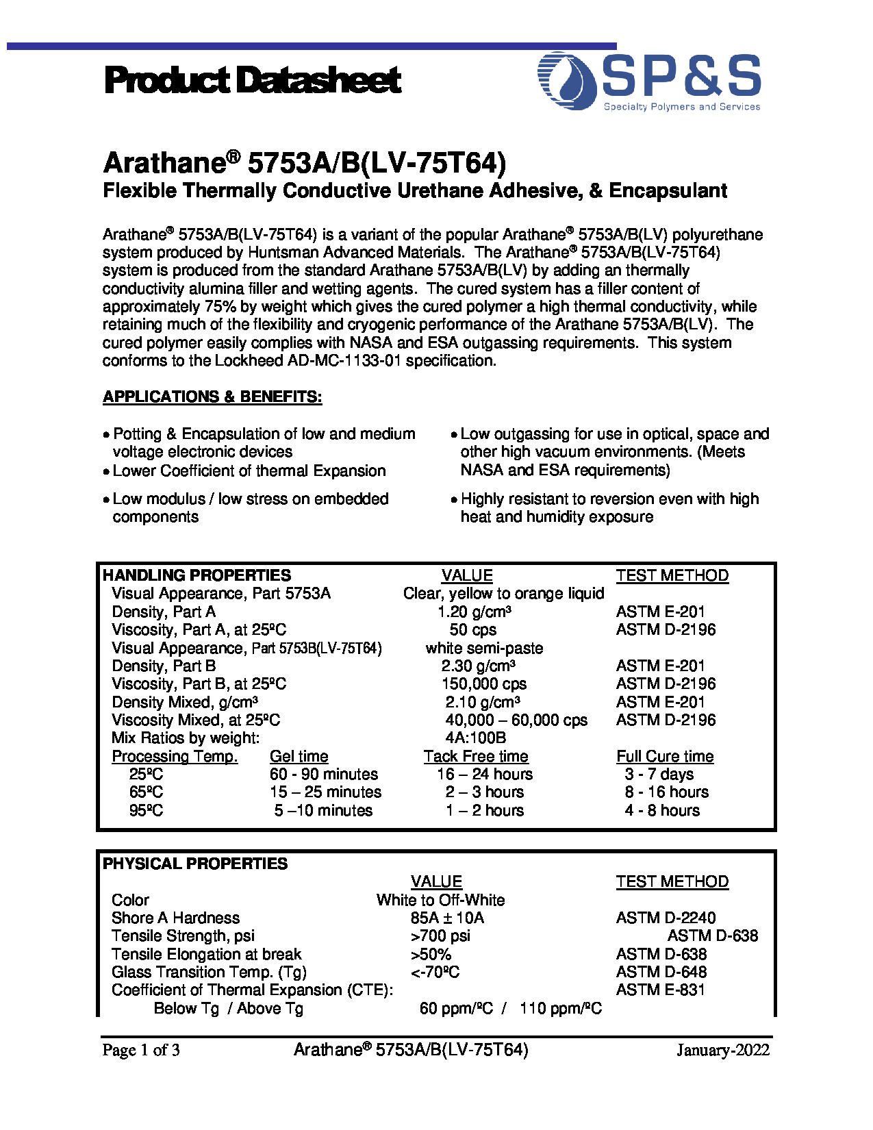 Arathane 5753A+BLV 75T64  TDS