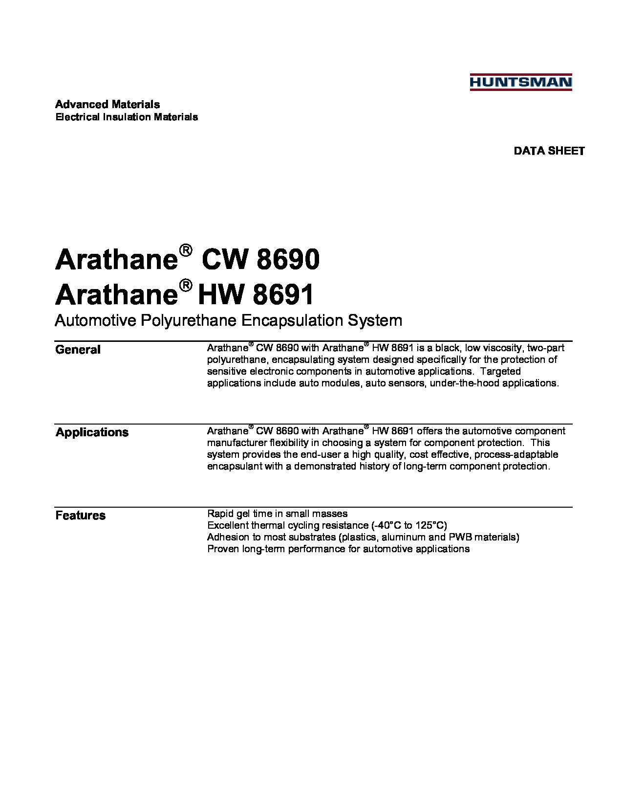 Arathane CW8690+HW8691 TDS