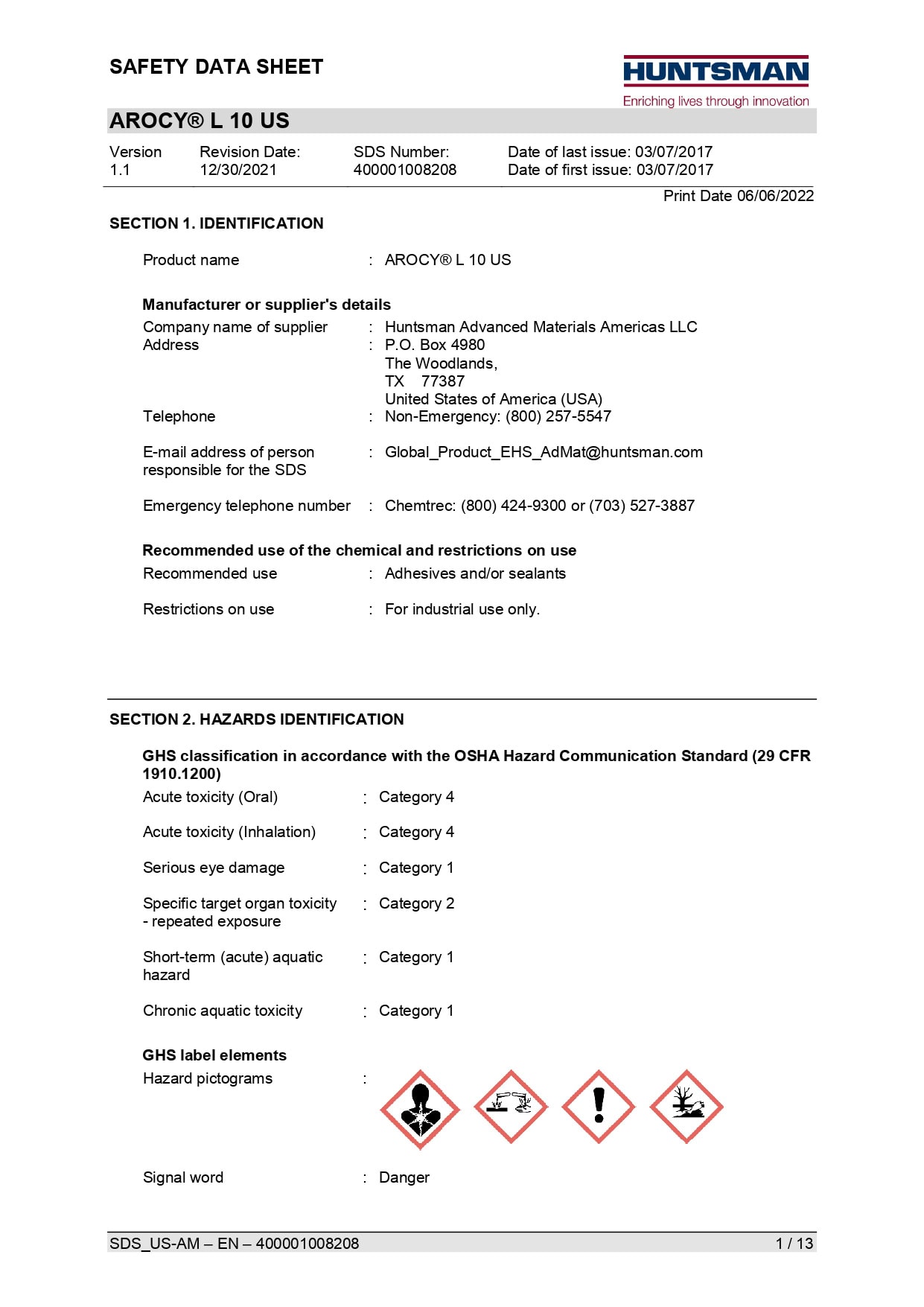 Arocy L 10 US SDS