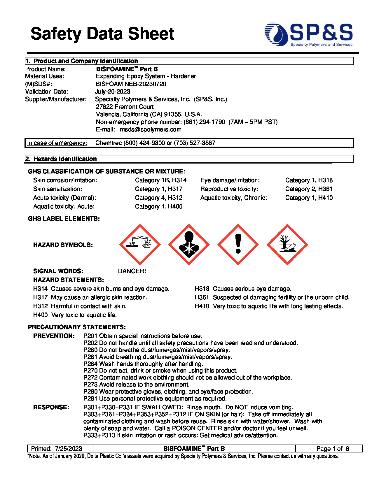 Bisfoamine Part B SDS