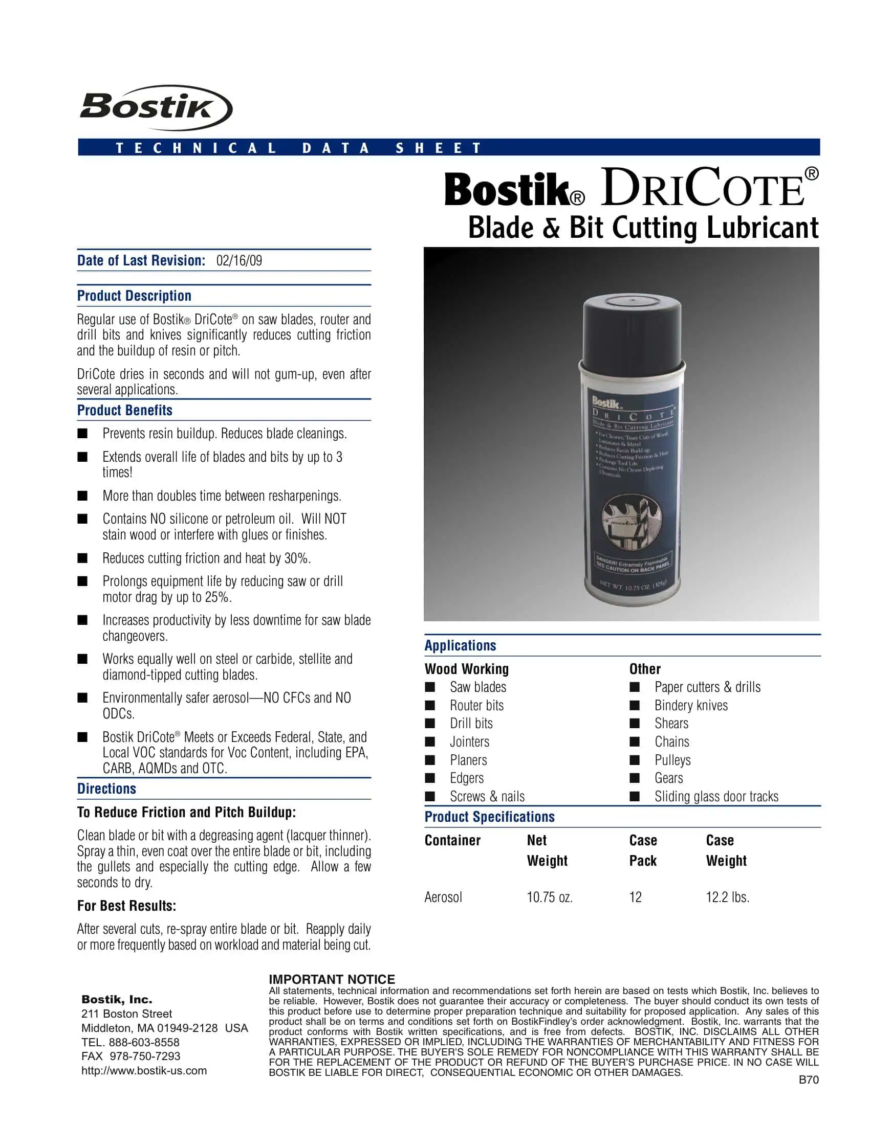 Bladecote (formerly DriCote) TDS