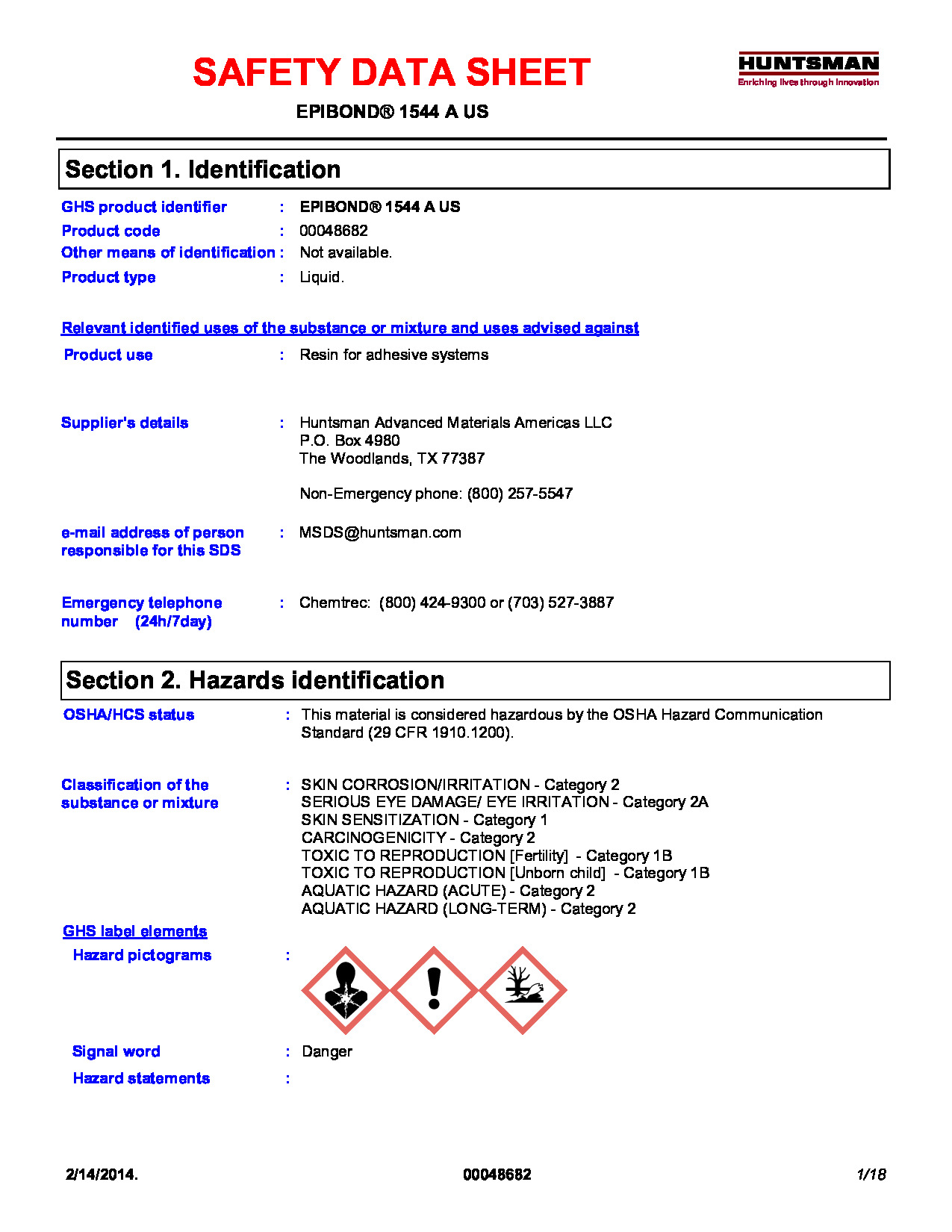 Epibond 1544 A US SDS