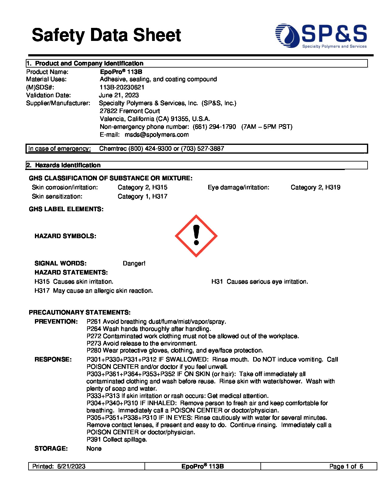 EpoPro 113B SDS