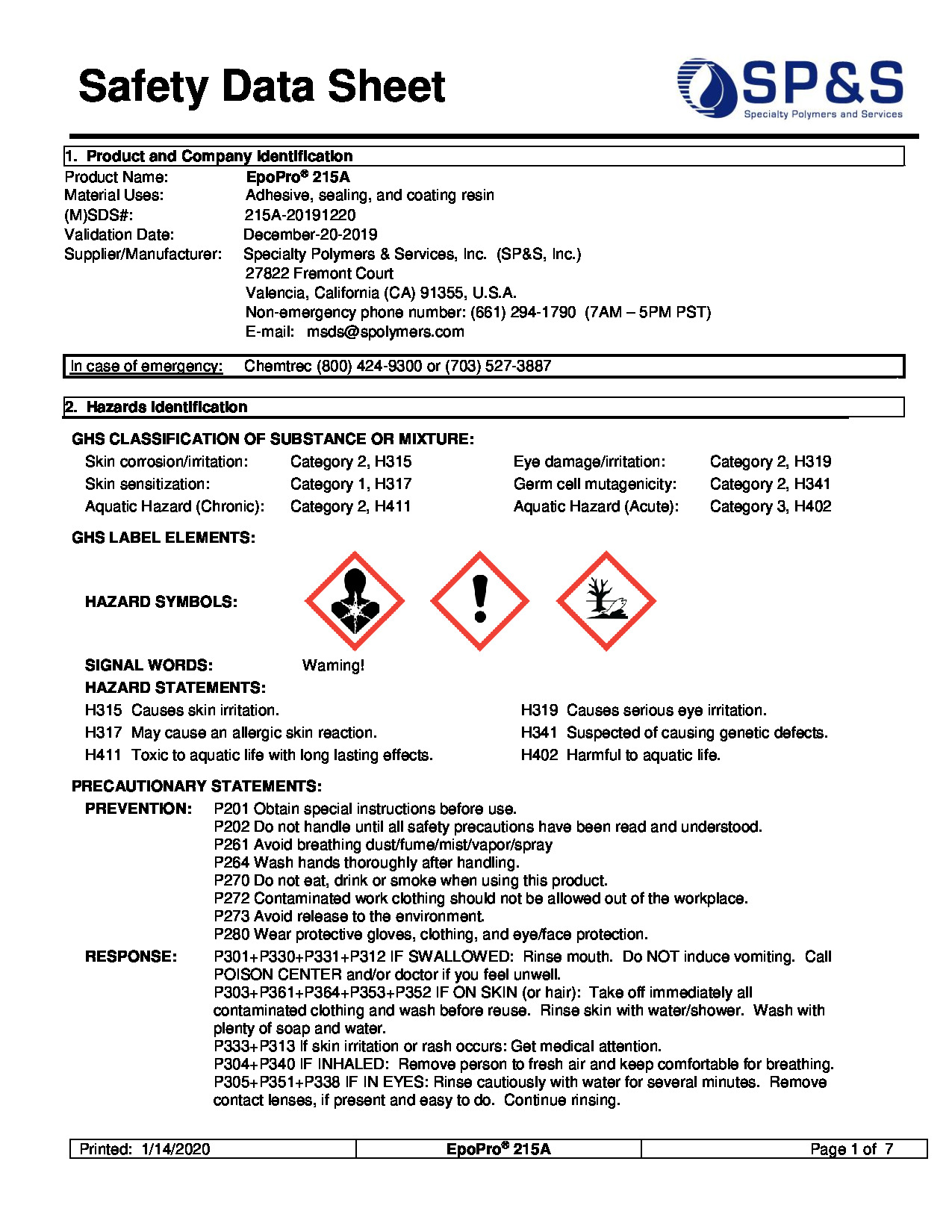 EpoPro 215A SDS