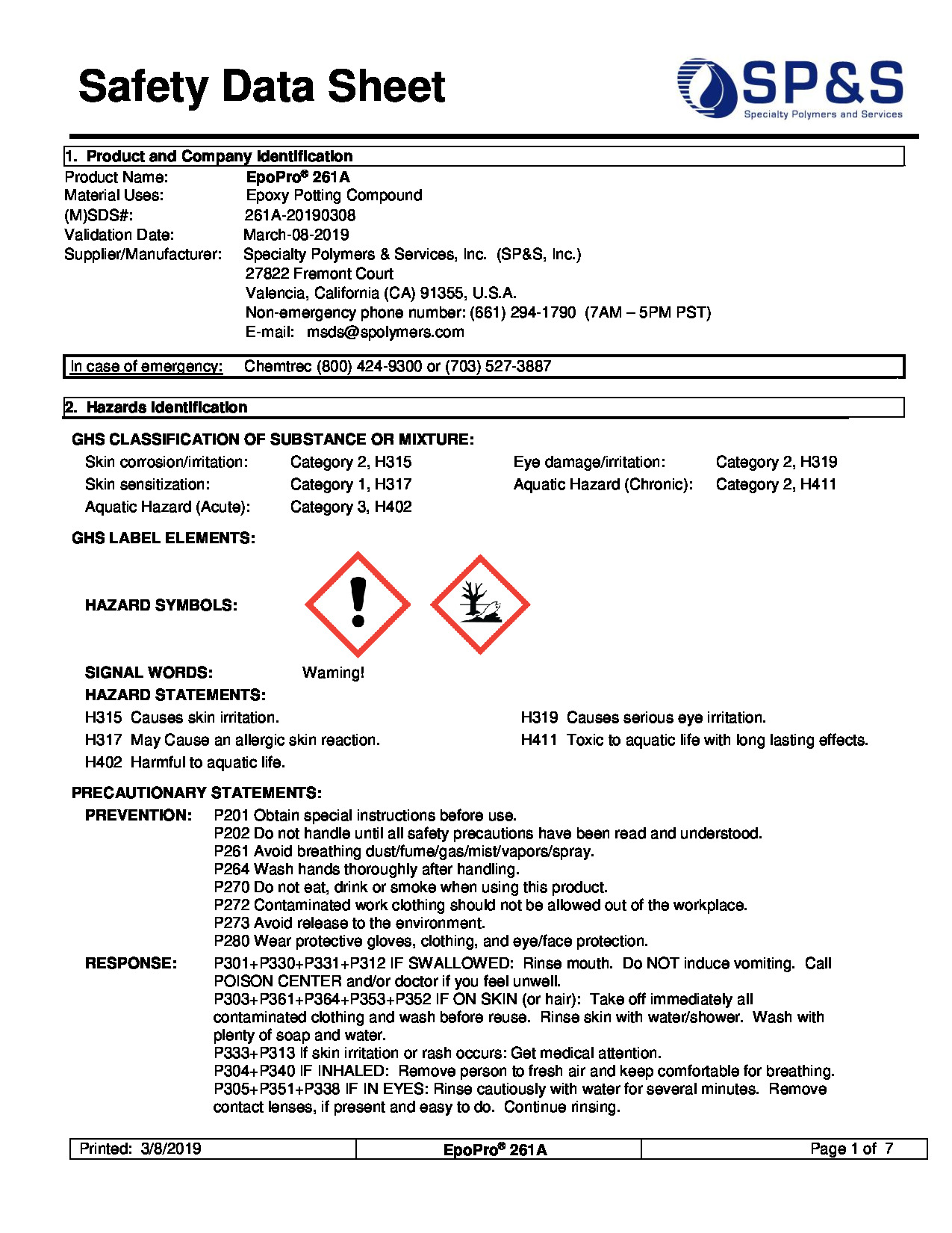 EpoPro 261A SDS