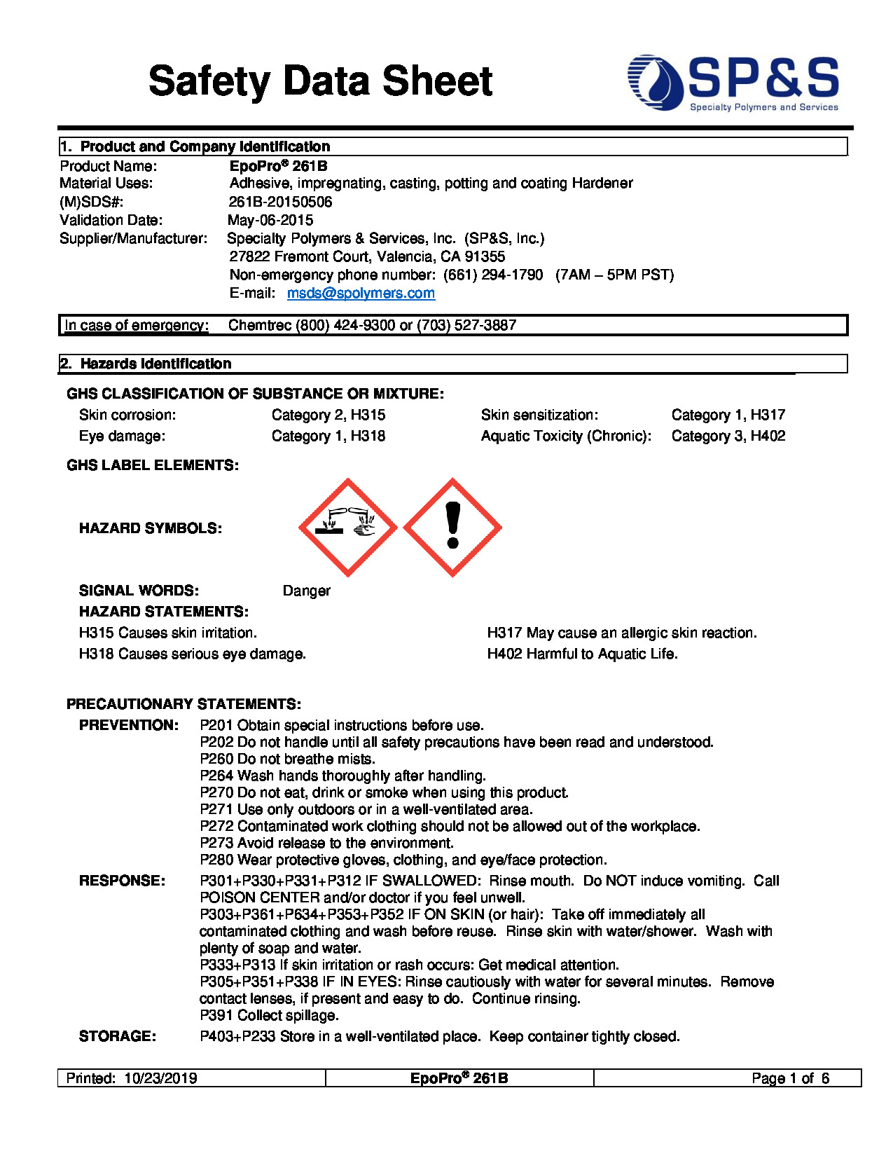 EpoPro 261B SDS