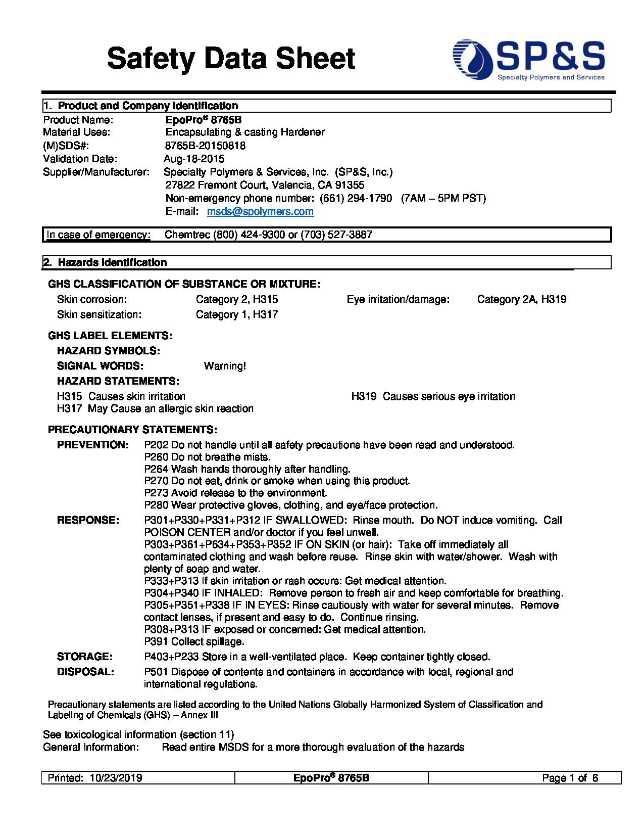 EpoPro 8765B SDS