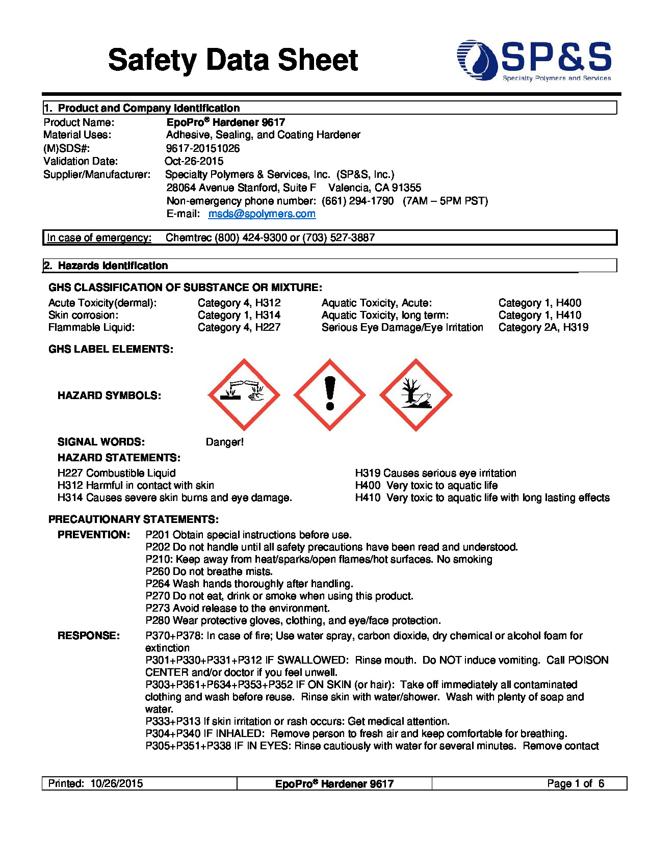 EpoPro Hardener 9617 SDS