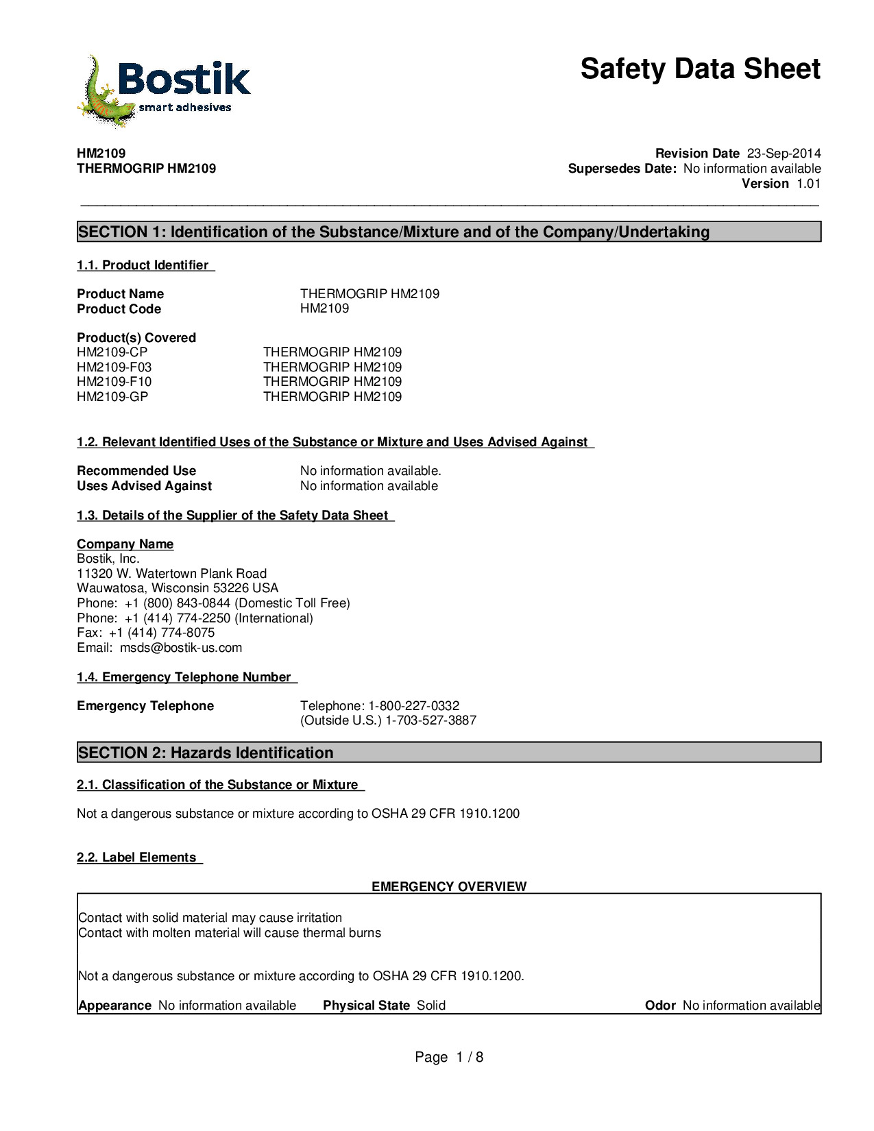 Hm2109 Sds