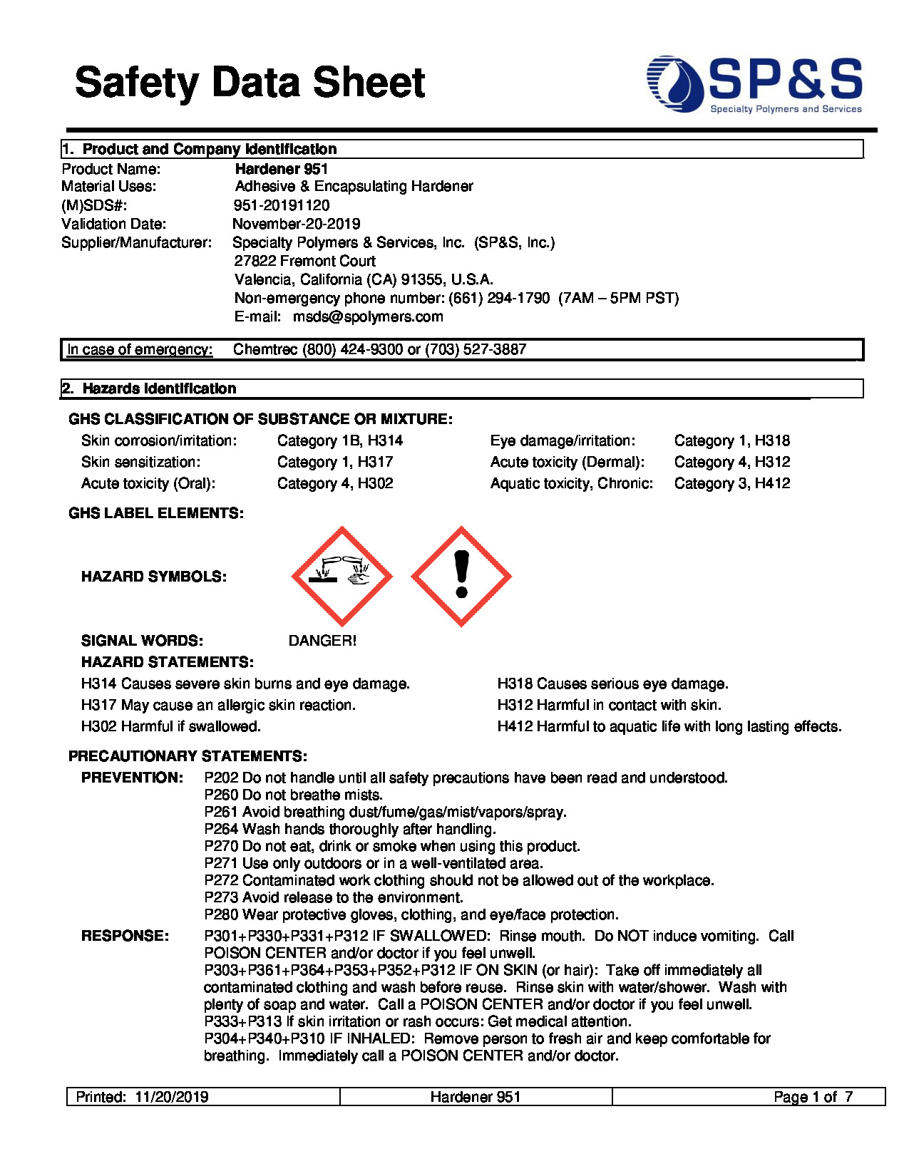 Hardener 951 SDS
