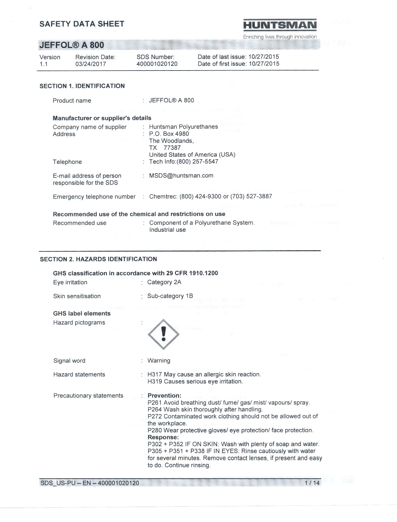Jeffol A 800 Sds