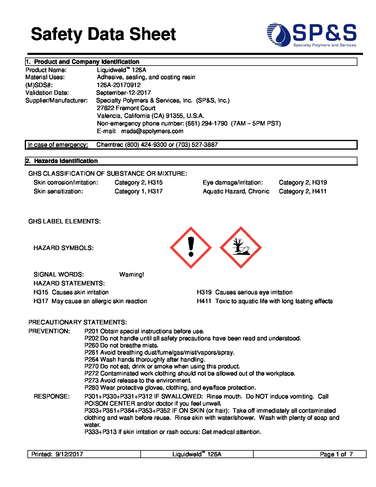 Liquidweld 126A SDS
