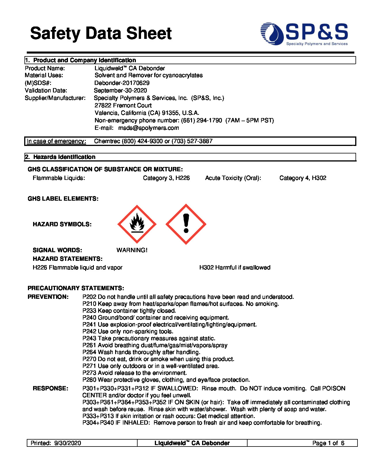 Liquidweld CA Debonder SDS