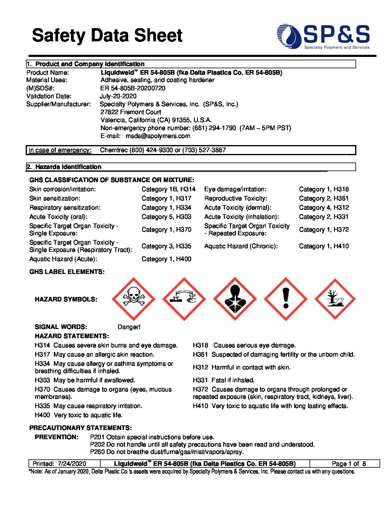 Liquidweld ER 54 805B   Delta Plastics ER 54 805B SDS