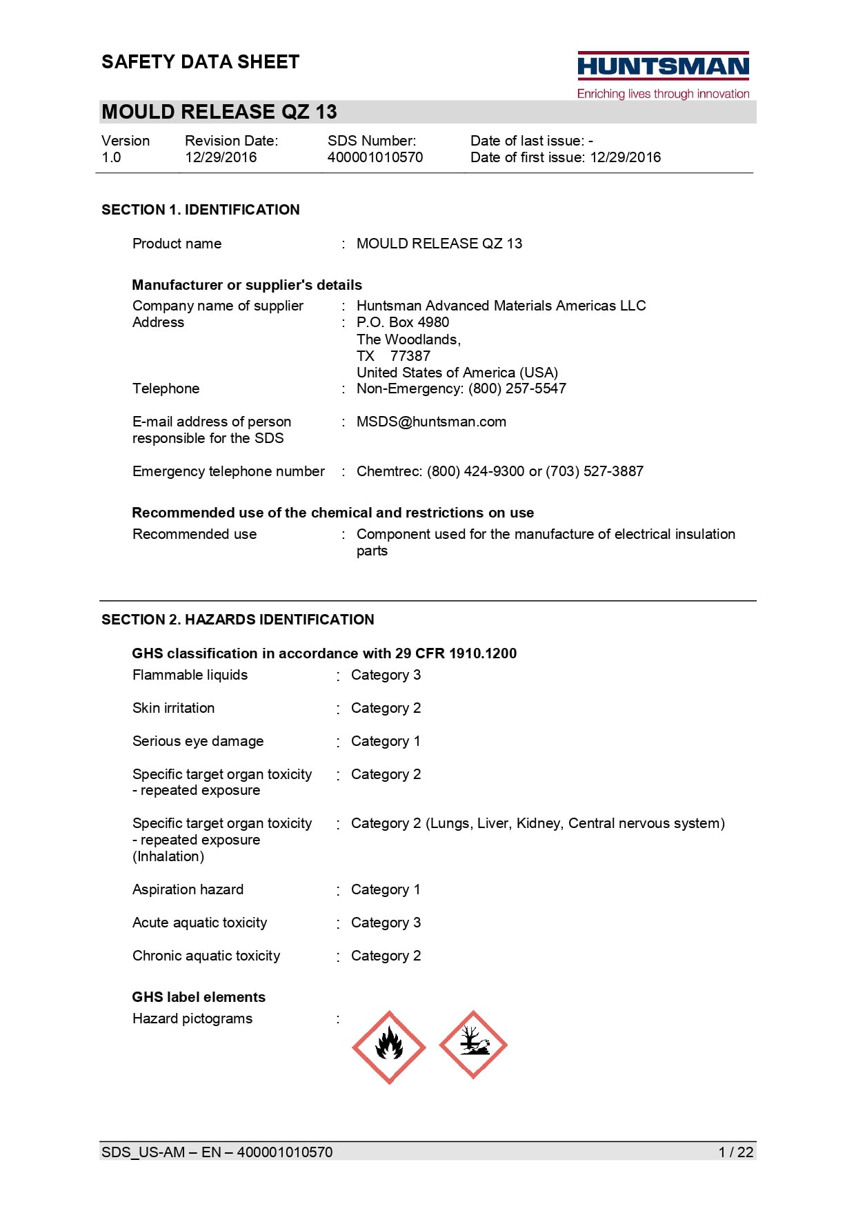 Mold Release QZ 13 SDS