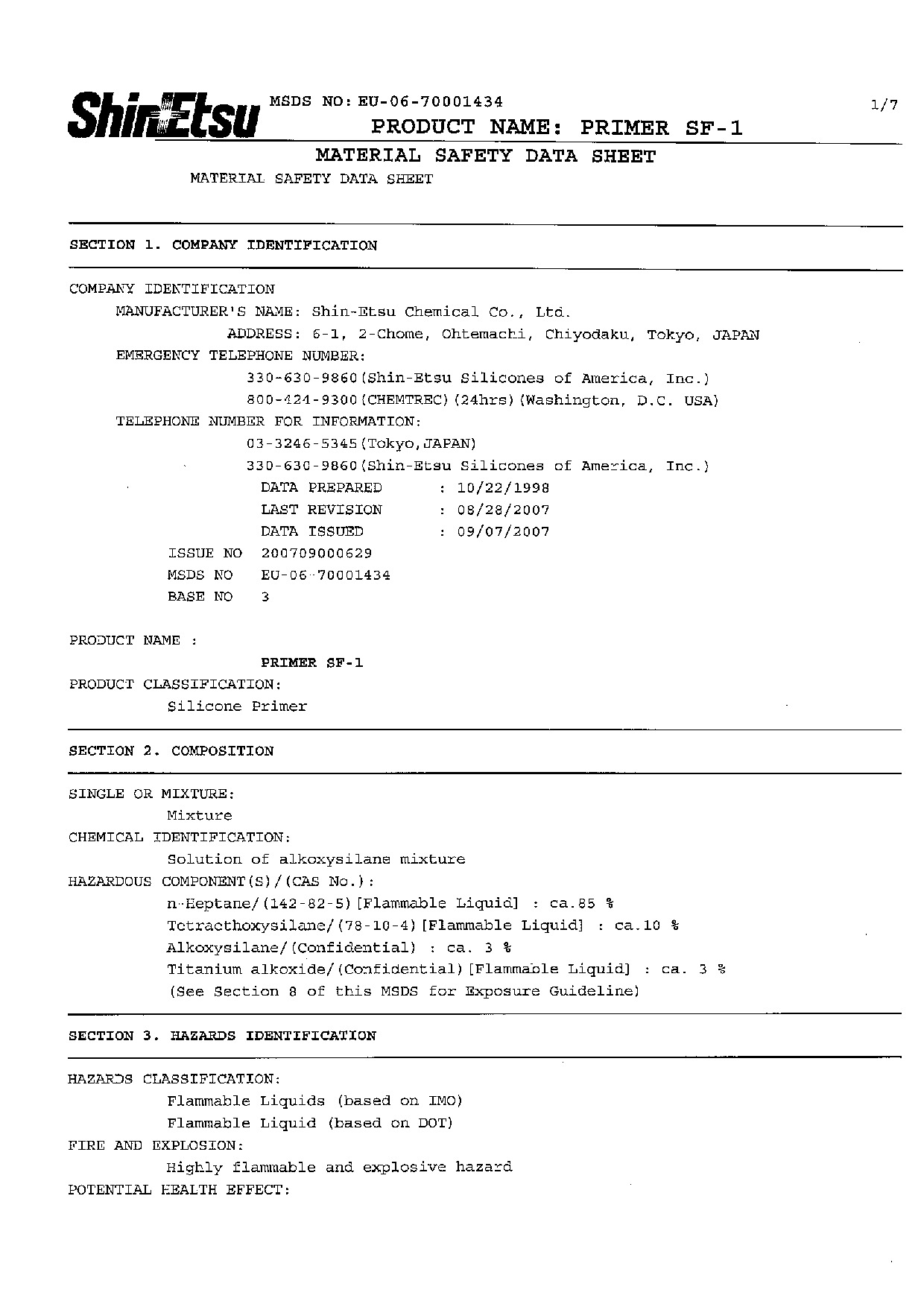 Primer Sf 1 Msds