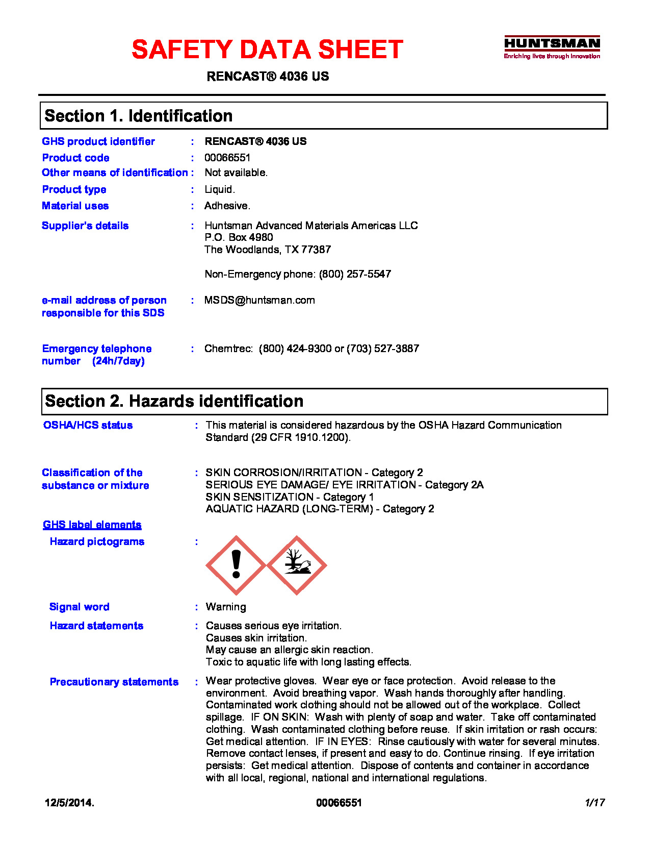 Rencast 4036 US SDS