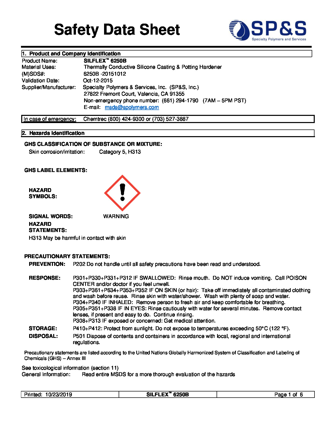 Silflex 6250b Sds