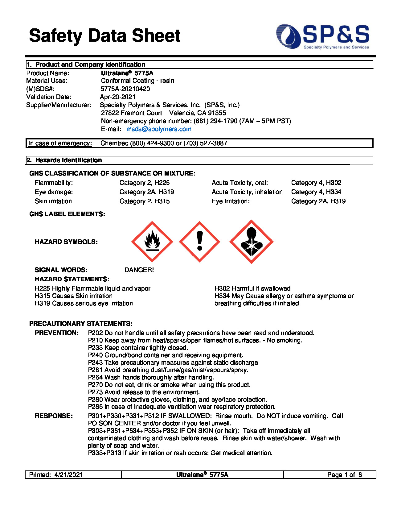 Ultralane 5775A SDS