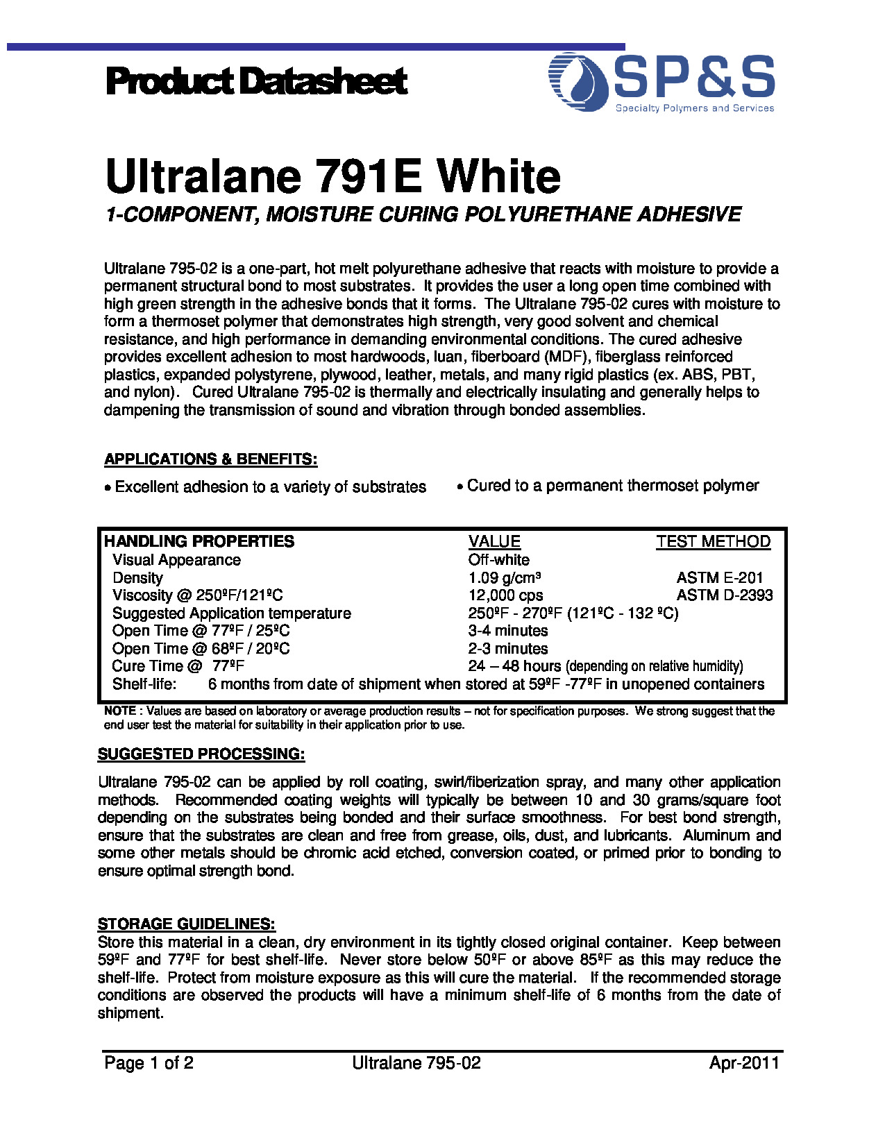 Ultralane 791E White TDS