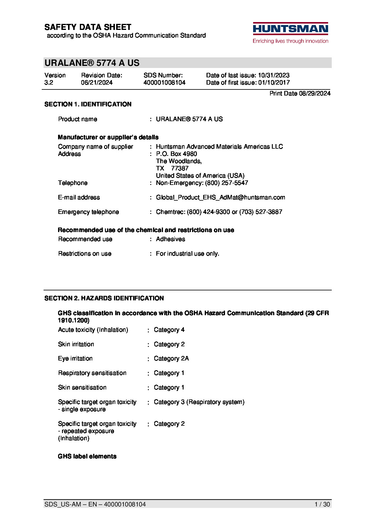 Uralane 5774 A US SDS