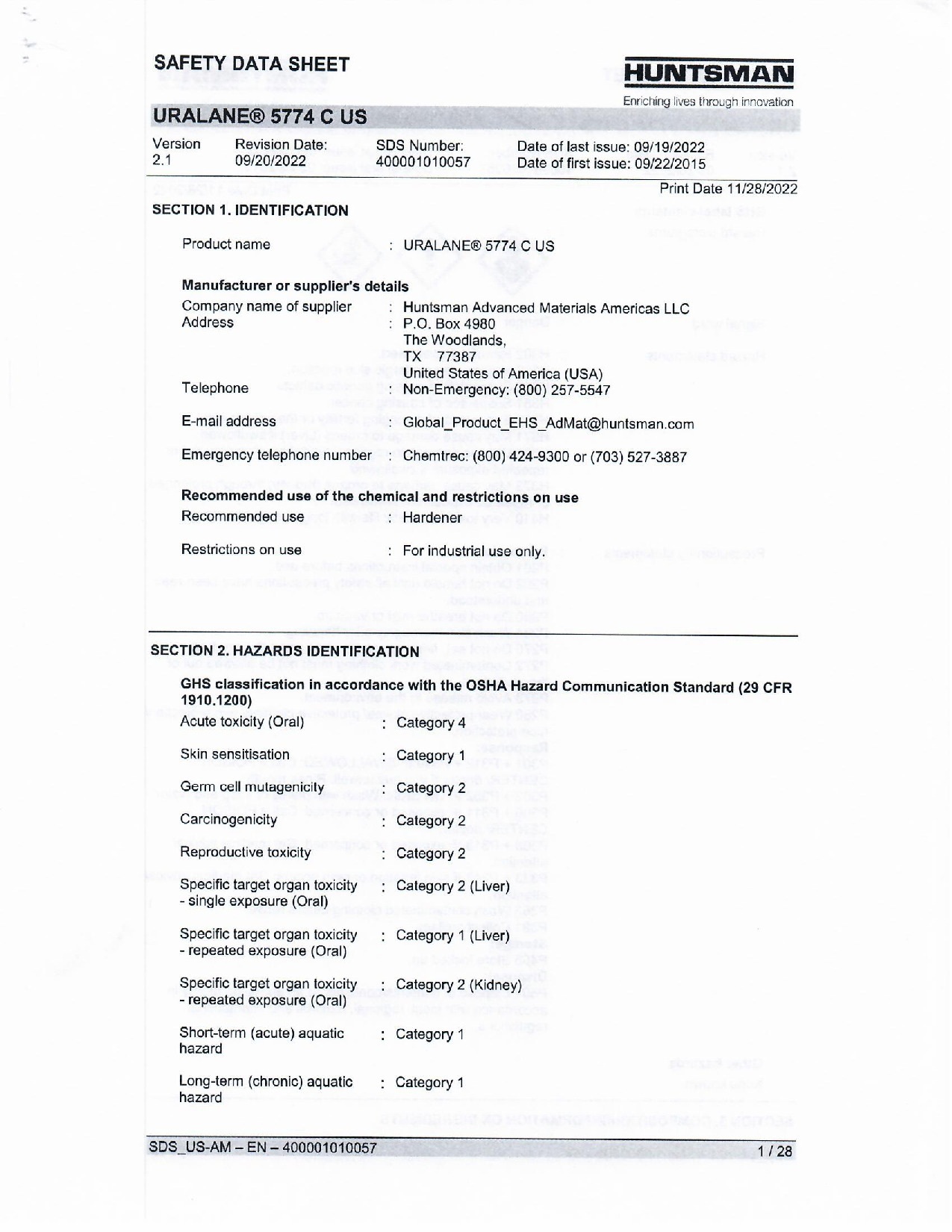 Uralane 5774 C US SDS
