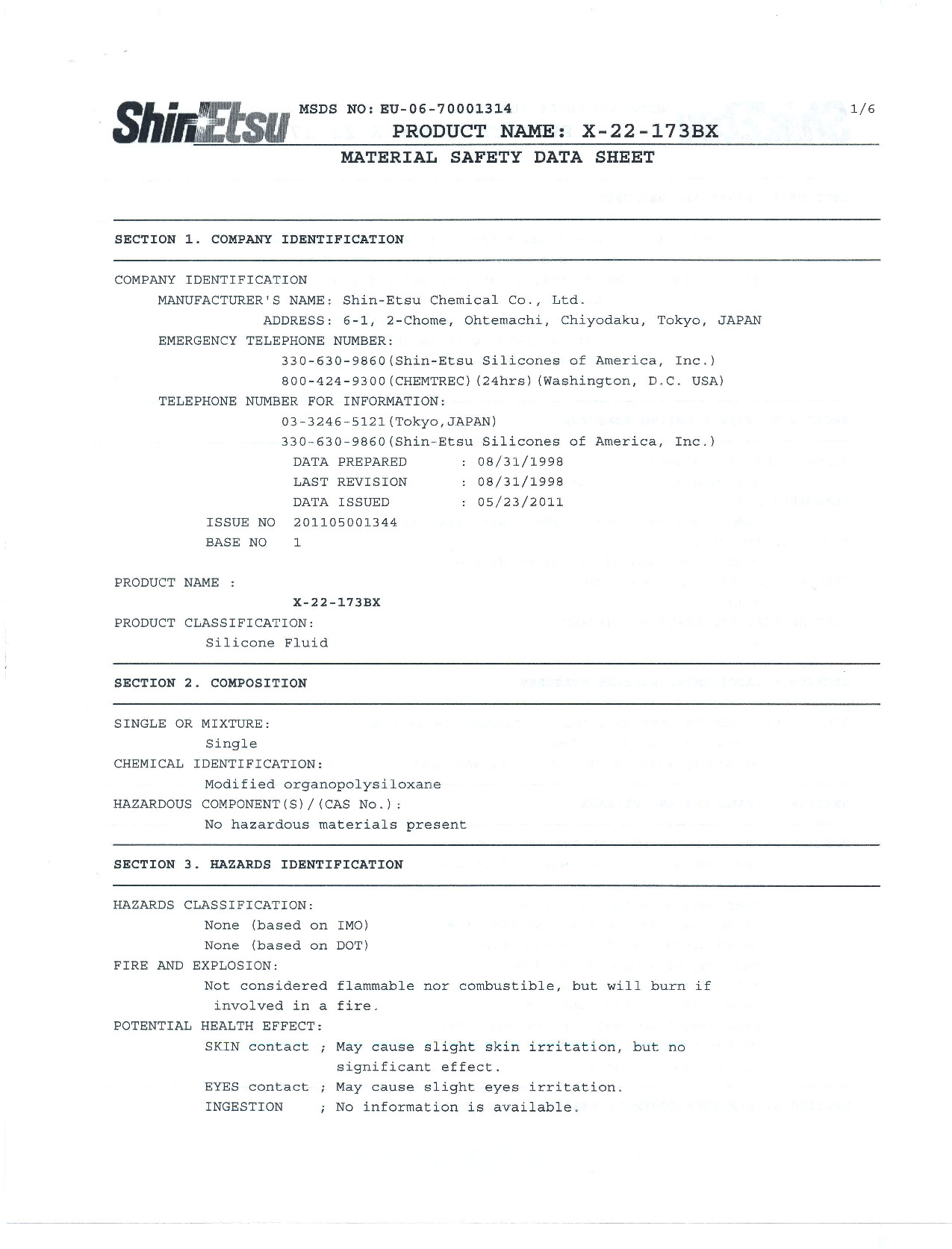 X 22 173bx Sds